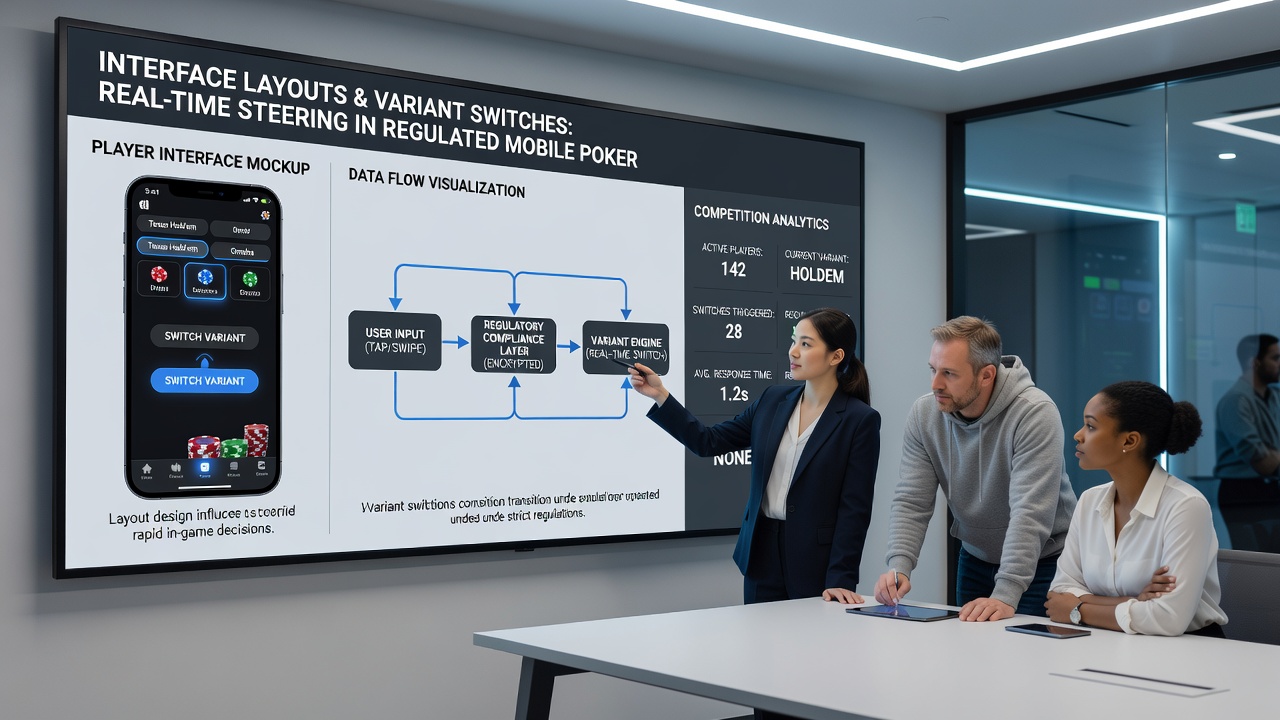 Beispiel für ein mobiles Poker-Interface mit integrierten Wechselmechanismen