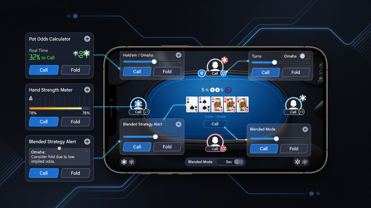 Detailansicht einer mobilen Poker-App mit gestaffelten Belohnungen und Variantenwechsel