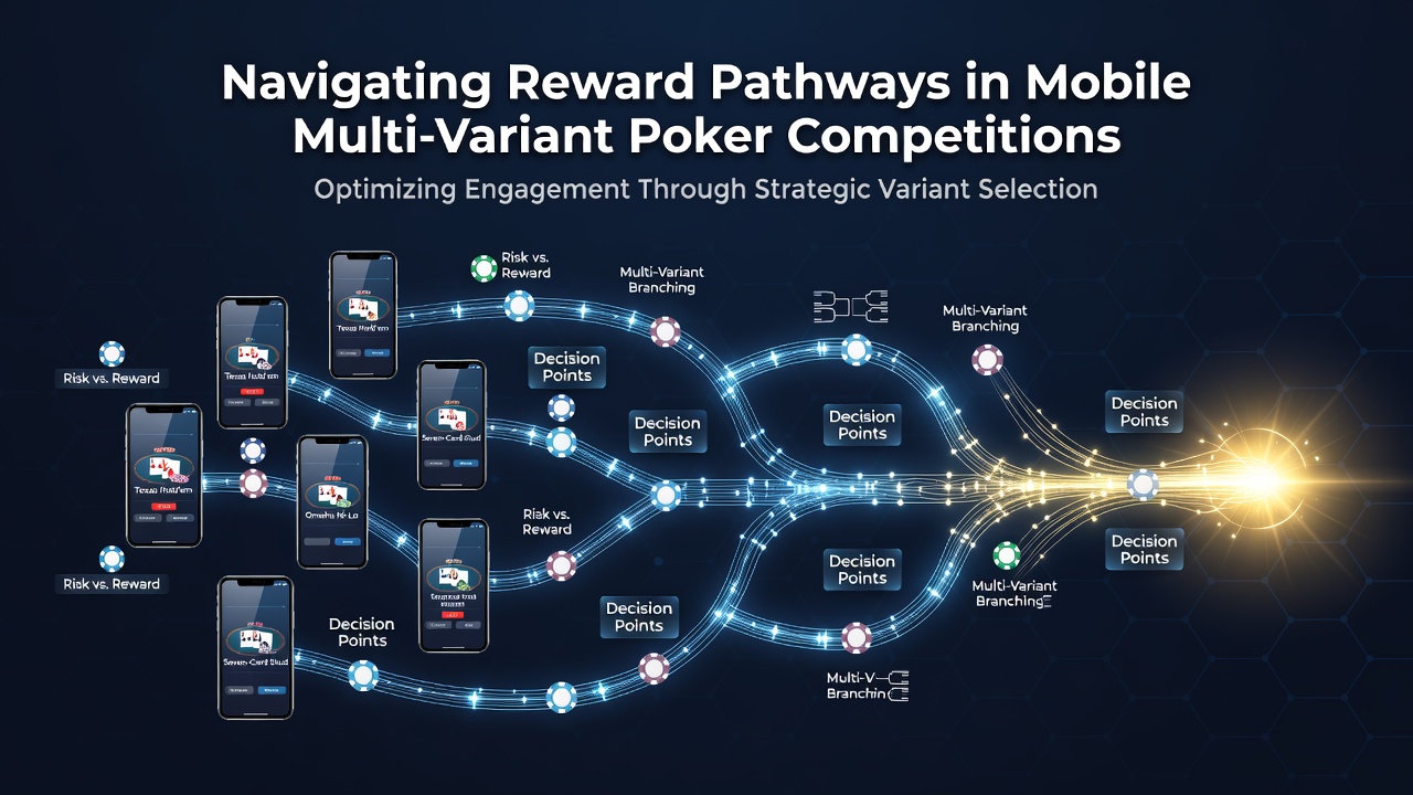 Detailansicht eines mobilen Poker-Turniers mit Belohnungsanzeige und mehreren Varianten